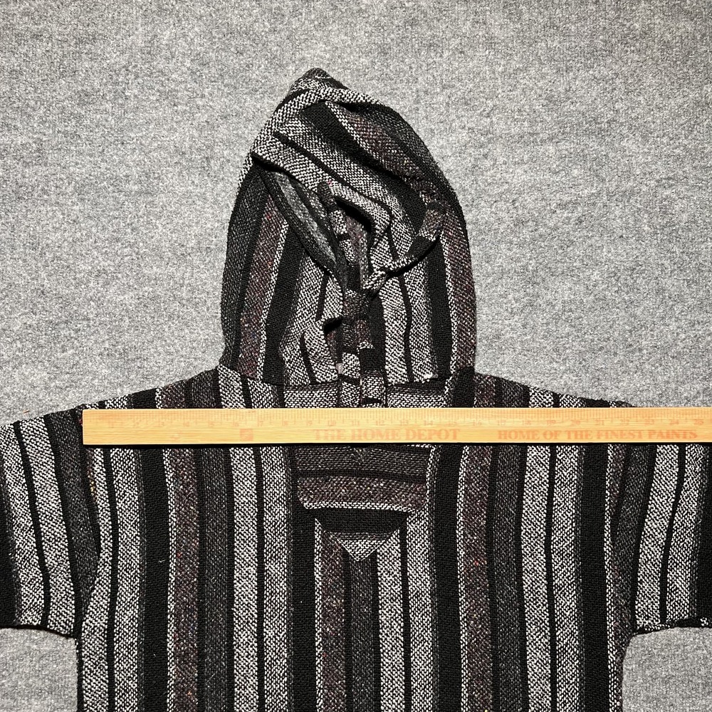 Earthbound Trading Co Sz L 42 Gray Poncho Baha Mexican Hoodie Pullover Molina - Picture 5 of 10